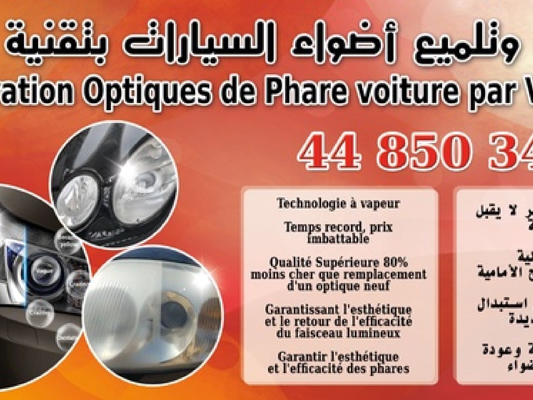 Rénovation Optiques de Phare voiture par Vapeur